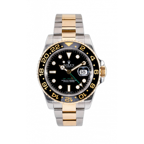 ROLEX GMT-MASTER II STEEL & YELLOW GOLD BLACK DIAL- 116713LN