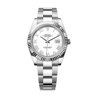 ROLEX DATEJUST 41 STEEL WHITE ROMAN DIAL FLUTED BEZEL OYSTER (2022) - 126334