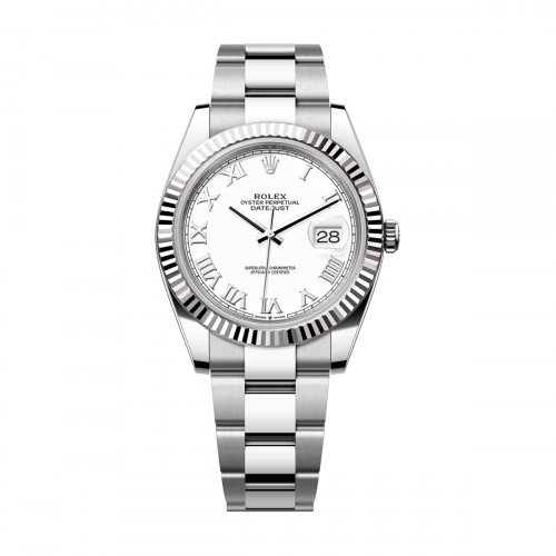 ROLEX DATEJUST 41 STEEL WHITE ROMAN DIAL FLUTED BEZEL OYSTER (2022) - 126334