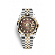 ROLEX DATEJUST 36 STEEL & YELLOW GOLD JUBILEE FLUTED BEZEL MOP DIAL (2014) - 116233