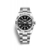 ROLEX DATEJUST 36 STEEL BLACK DIAL OYSTER FLUTED BEZEL  (2019) - 126234