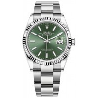 ROLEX DATEJUST FLUTED BEZEL GREEN OYSTERSTEEL 36MM - 126234 