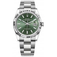 ROLEX DATEJUST FLUTED BEZEL GREEN OYSTERSTEEL 36MM - 126234 