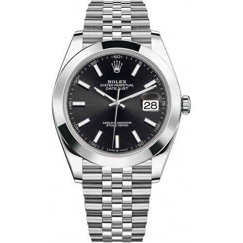 ROLEX DATEJUST 41 STEEL BLACK DIAL SMOOTH BEZEL JUBILEE (2025) - 126300