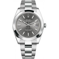 ROLEX DATEJUST 41 GREY DIAL OYSTER STAINLESS STEEL SMOOTH BEZEL (2017) - 126300