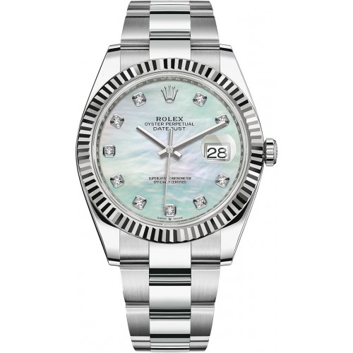 ROLEX DATEJUST 41 STEEL MOTHER OF PEARL DIAL DIAMOND OYSTER (2022) 126334