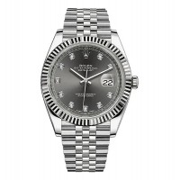 ROLEX DATEJUST 41 GREY DIAMONDS FLUTED BEZEL STEEL 126334
