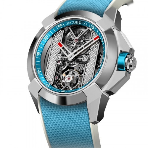 JACOB & CO. EPIC X BRIDGES STEEL SKELETON LIGHT BLUE - EX120.10.AC.AA.ABRUA
