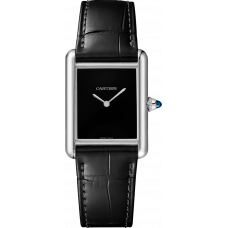 CARTIER TANK MUST STEEL LARGE BLACK QUARTZ WSTA0072 (2022)