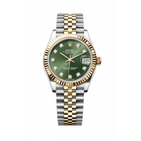 ROLEX DATEJUST 31 STEEL & YELLOW GOLD GREEN DIAL DIAMONDS JUBILEE FLUTED BEZEL (2019) 278273