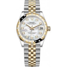 ROLEX LADY-DATEJUST 31 STEEL & YELLOW GOLD MOTHER OF PEARL DIAL JUBILE DIAMOND BEZEL (2025) - 278343RBR