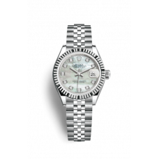 ROLEX LADY-DATEJUST 28 STEEL MOTHER OF PEARL DIAL STEEL JUBILEE FLUTED BEZEL (2020) - 279174