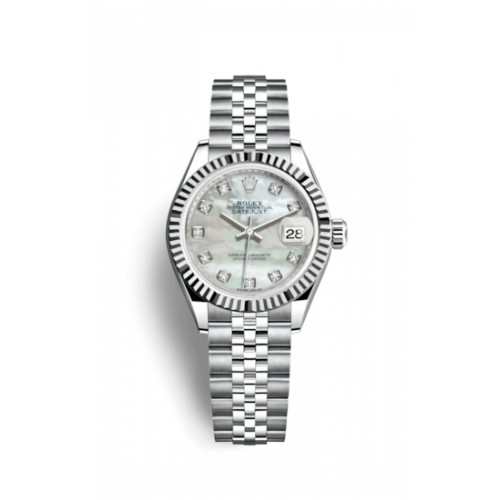 ROLEX LADY-DATEJUST 28 STEEL MOTHER OF PEARL DIAL STEEL JUBILEE FLUTED BEZEL (2020) - 279174