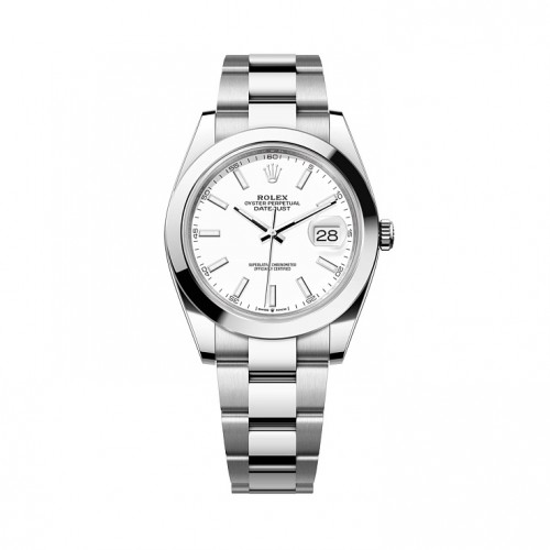 ROLEX DATEJUST 41 WHITE DIAL STEEL OYSTER SMOOTH BEZEL (2026) - 126300