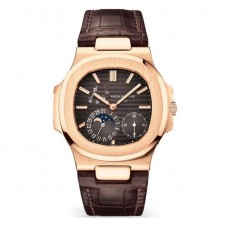 PATEK PHILIPPE NAUTILUS 5712 40mm ROSE GOLD ON LEATHER STRAP DATE & MOONPHASE (2007) 5712R-001
