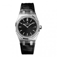 AUDEMARS PIGUET ROYAL OAK 33MM STEEL BLACK DIAL DIAMOND BEZEL (2014) - 67651ST.ZZ.D002CR.01