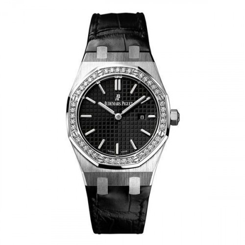 AUDEMARS PIGUET ROYAL OAK 33MM STEEL BLACK DIAL DIAMOND BEZEL (2014) - 67651ST.ZZ.D002CR.01