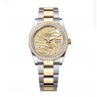 ROLEX DATEJUST 36 STEEL & YELLOW GOLD CHAMPAGNE PALM MOTIF DIAL DIAMONDS BEZEL (2023) - 126283RBR ROLEX DATEJUST 36 STEEL & YELLOW GOLD CHAMPAGNE PALM MOTIF DIAL DIAMONDS BEZEL (2023) - 126283RBR