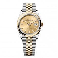 ROLEX DATEJUST 36 STEEL & YELLOW GOLD CHAMPAGNE DIAL SMOOTH BEZEL JUBILEE (2024) - 126203