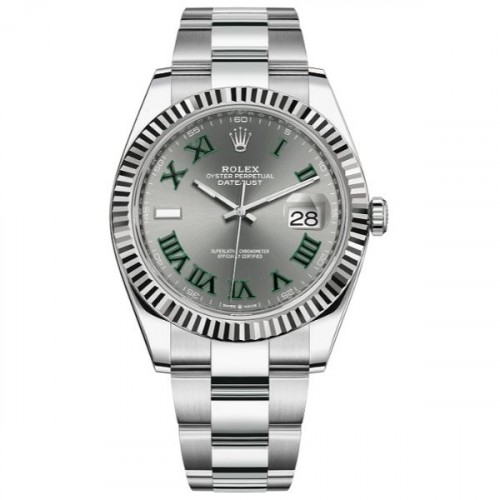 ROLEX DATEJUST 41 WIMBLEDON STEEL OYSTER FLUTED BEZEL (2025) - 126334