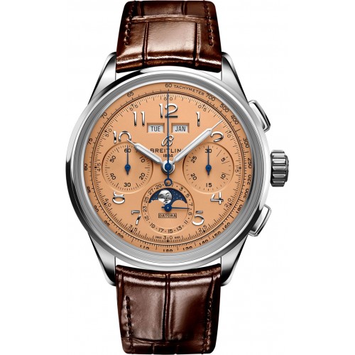 BREITLING PREMIER B25 DATORA 42 STEEL, SALMON DIAL - AB2510201K1P1