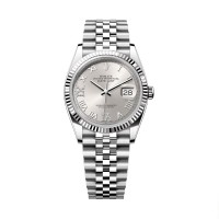 ROLEX DATEJUST 36 STEEL SILVER DIAL ROMAN NUMERALS JUBILEE FLUTED BEZEL (2020) 126234