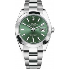 ROLEX DATEJUST GREEN DIAL OYSTER STAINLESS STEEL SMOOTH BEZEL 41MM(2026) - 126300