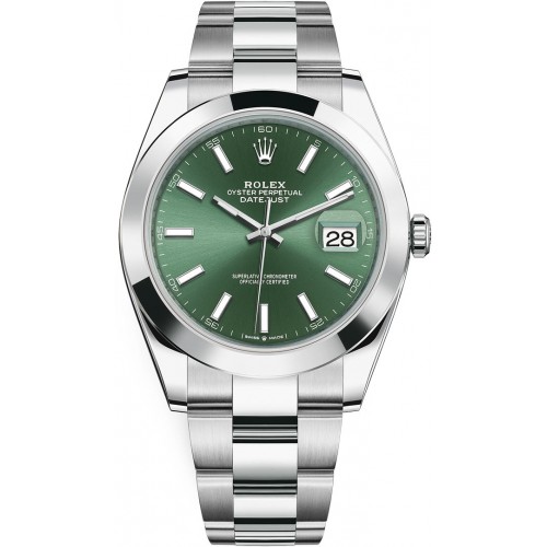 ROLEX DATEJUST GREEN DIAL OYSTER STAINLESS STEEL SMOOTH BEZEL 41MM(2026) - 126300