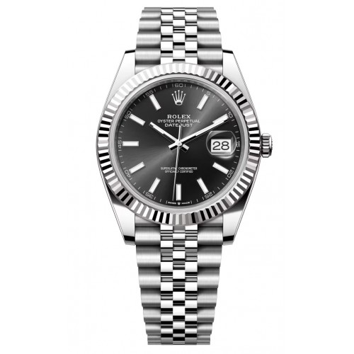 ROLEX DATEJUST 41 BLACK DIAL JUBILEE STAINLESS STEEL FLUTED BEZEL (2024) - 126334
