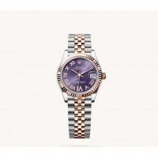 ROLEX DATEJUST 31 STEEL & ROSE GOLD AUBERGINE DIAL DIAMONDS SET JUBILEE FLUTED BEZEL (2025) - 278271