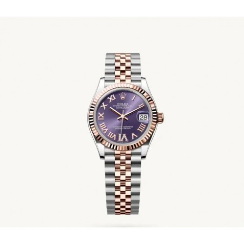ROLEX DATEJUST 31 STEEL & ROSE GOLD AUBERGINE DIAL DIAMONDS SET JUBILEE FLUTED BEZEL (2025) - 278271