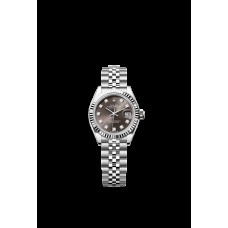 ROLEX LADY-DATEJUST 28 STEEL DARK GREY DIAL JUBILEE FLUTED BEZEL (2026) - 279174