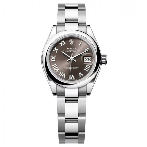 ROLEX LADY-DATEJUST 28 STEEL DARK GREY DIAL OYSTER SMOOTH BEZEL (2025) - 279160