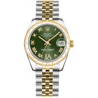 ROLEX LADY-DATEJUST 31 STEEL & YELLOW GOLD GREEN DIAL JUBILE DIAMOND BEZEL (2017) - 178343