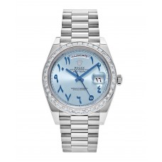 ROLEX DAYDATE 40 PLATINUM ICE BLUE ARABIC DIAL DIAMOND SET BEZEL (2022) - 228396TBR ROLEX DAYDATE 40 PLATINUM ICE BLUE ARABIC DIAL DIAMOND SET BEZEL (2022) - 228396TBR