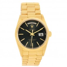 ROLEX DAY-DATE 36 YELLOW GOLD BLACK TAPESTRY DIAL 18238