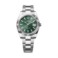ROLEX DATEJUST 41 STEEL MINT GREEN FLUTED BEZEL OYSTER (2024) - 126334