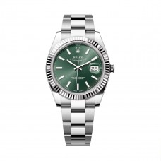ROLEX DATEJUST 41 STEEL MINT GREEN FLUTED BEZEL OYSTER (2024) - 126334