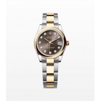 ROLEX DATE-JUST DARK GREY STEEL & YELLOW GOLD DIAMONDS 31MM(2025) - 278243
