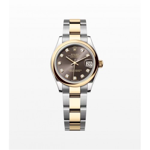 ROLEX DATE-JUST DARK GREY STEEL & YELLOW GOLD DIAMONDS 31MM(2025) - 278243