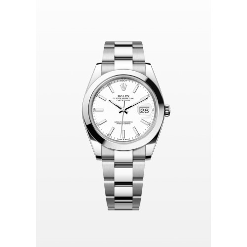 ROLEX DATEJUST OYSTERSTEEL SMOOTH BEZEL WHITE DIAL 41MM(2025) - 126300-0005