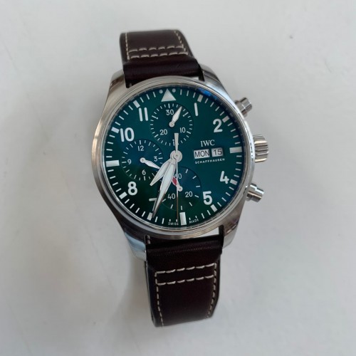 IWC PILOT'S WATCH CHRONOGRAPH GREEN DIAL STEEL