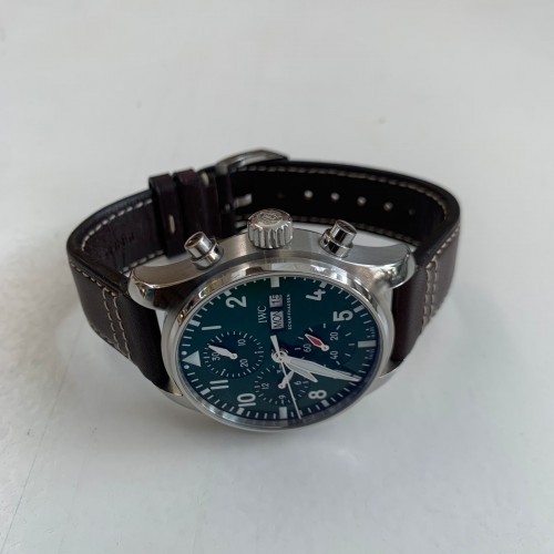 IWC PILOT'S WATCH CHRONOGRAPH GREEN DIAL STEEL