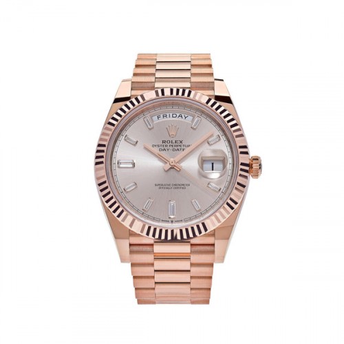 ROLEX DAY-DATE 40 ROSE GOLD SUNDUST SET WITH DIAMONDS 228235