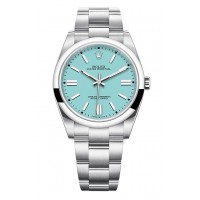 ROLEX OYSTER PERPETUAL STAINLESS STEEL TURQUOISE BLUE DIAL 41MM - 124300