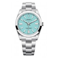 ROLEX OYSTER PERPETUAL STAINLESS STEEL TURQUOISE BLUE DIAL 41MM - 124300