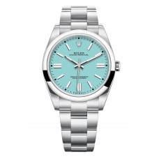 ROLEX OYSTER PERPETUAL STAINLESS STEEL TURQUOISE BLUE DIAL 41MM - 124300
