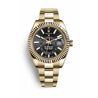 ROLEX SKY-DWELLER YELLOW GOLD BLACK DIAL 42MM - 326938