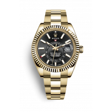 ROLEX SKY-DWELLER YELLOW GOLD BLACK DIAL 42MM - 326938