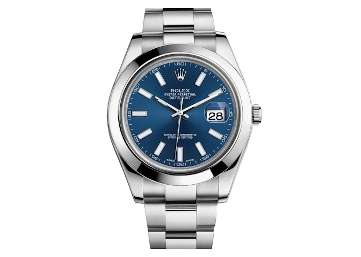 ROLEX DATEJUST 41 STEEL BLUE DIAL SMOOTH BEZEL OYSTER (2013) - 116300